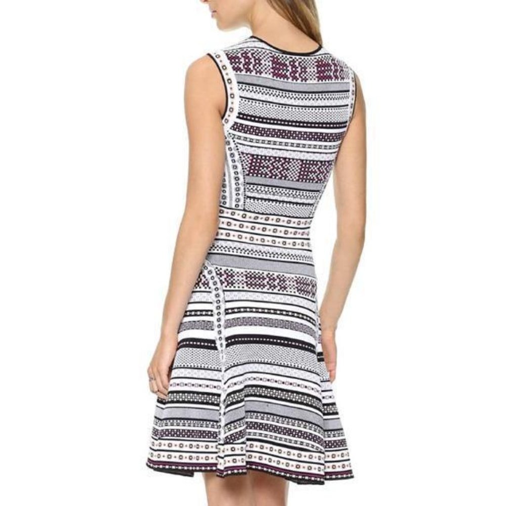 DVF Diane Von Furstenberg ELEANOR Stretch Fit and Flare Dress Banded Dot - Picture 4 of 12